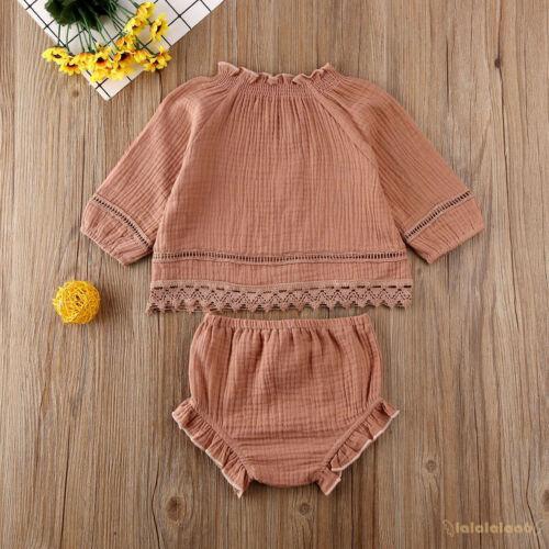 Set áo thun tay dài phối quần short yếm xinh xắn cho bé gái