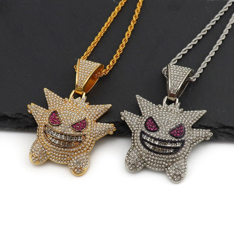 Dây Chuyền Mặt Hình Đầu Bò Đính Đá Cz Phong Cách Punk