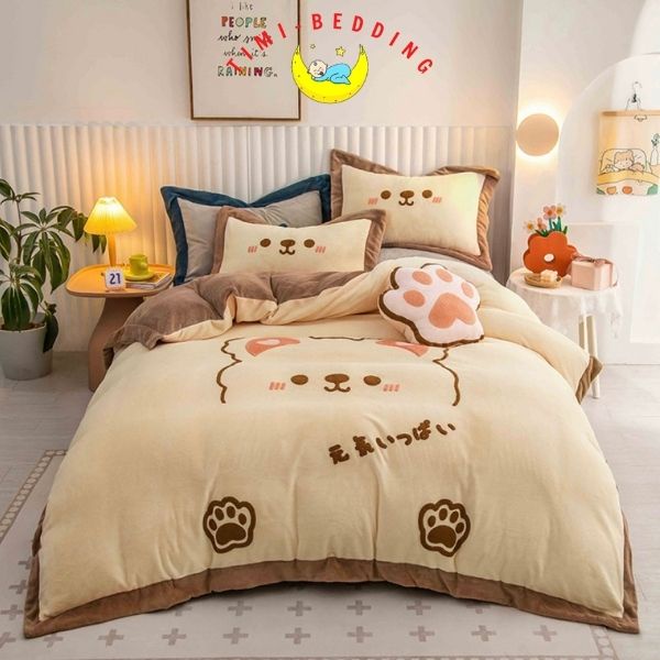 Bộ chăn ga gối nỉ nhung – Set chăn ga nỉ nhung mềm mại ấm áp 4 món - Timibedding