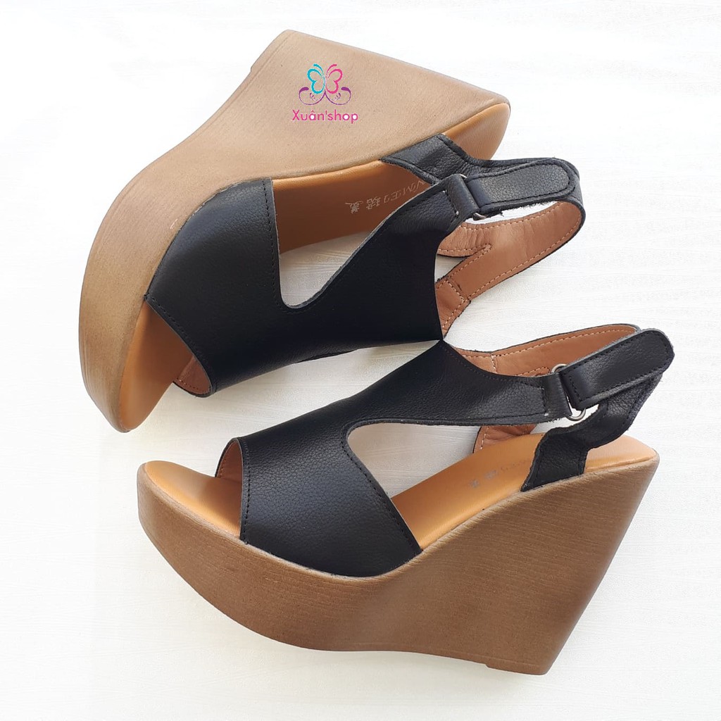 Sandal đế xuồng da bò cao cấp hãng Junemei gót 11cm, size 33-41 (có sẵn) | BigBuy360 - bigbuy360.vn