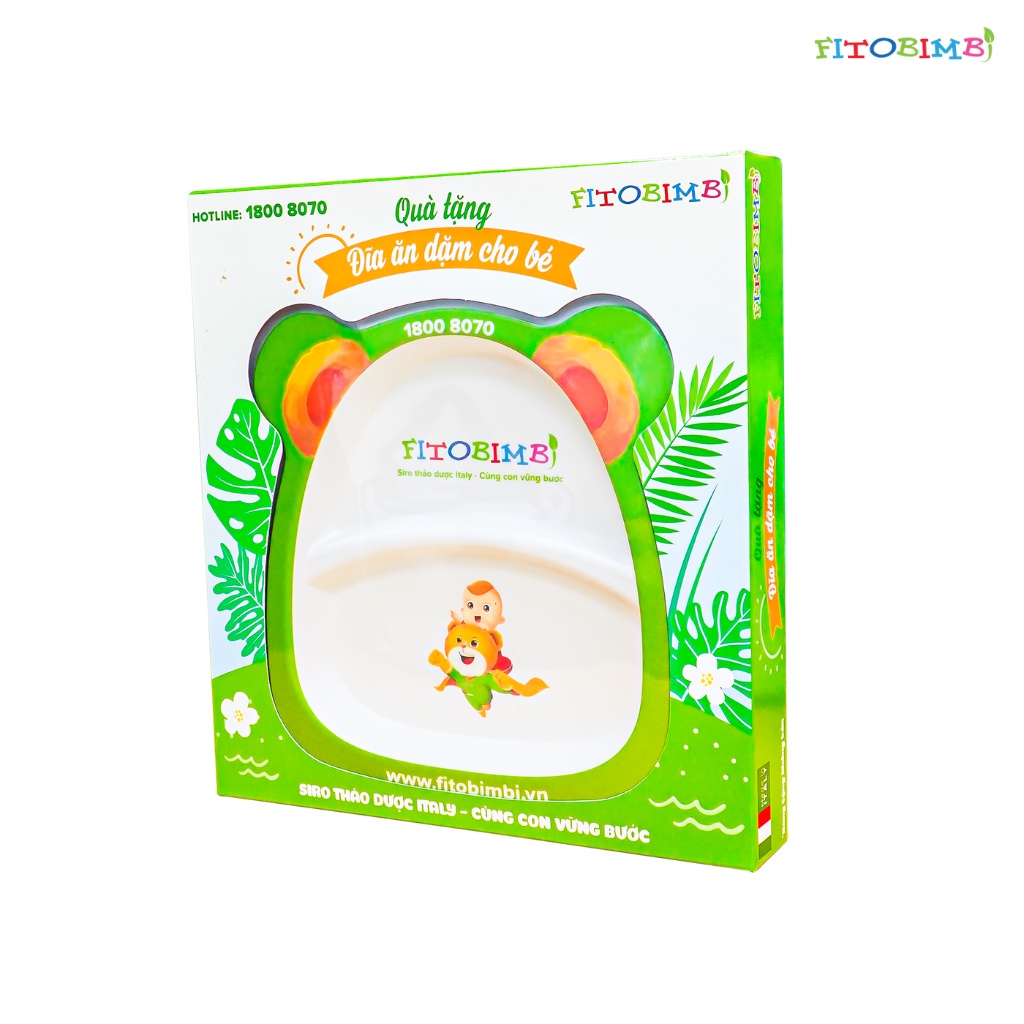 Đĩa Ăn Dặm FITOBIMBI Hình Con Gấu Dành Cho Bé Họa Tiết Kích Thích Thị Giác Giúp Bé Ăn Ngon