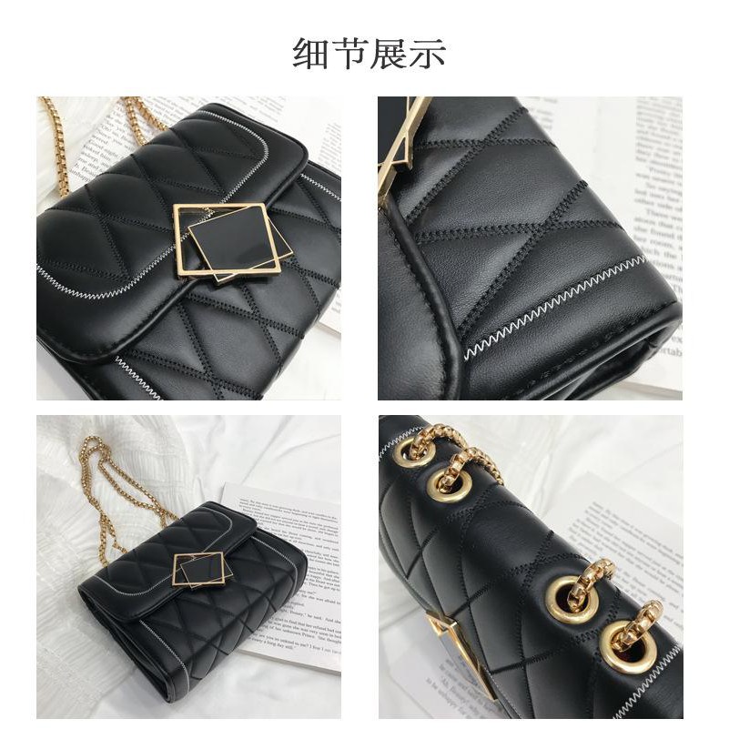 Túi đeo nữ kiểu dáng sang trọng khóa vuông lệch 3 ngăn BG600