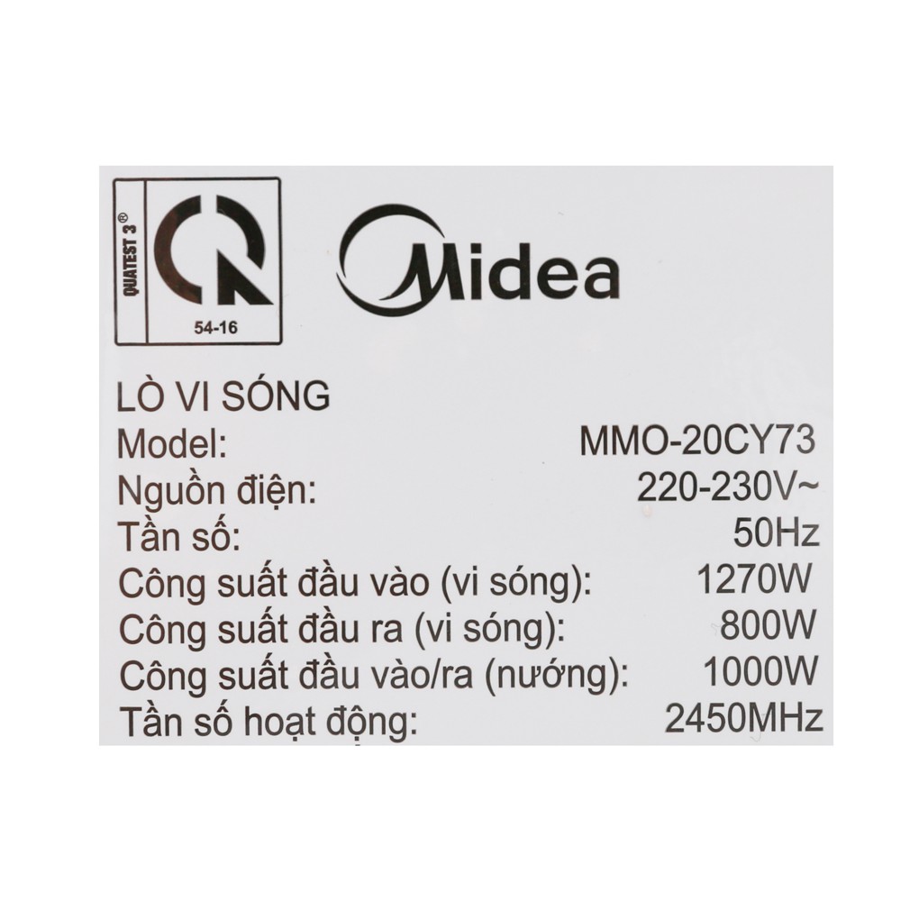 [CHÍNH HÃNG] Lò vi sóng Midea MMO-20CY73 20 lít - HÀNG TRƯNG BÀY MỚI 99%