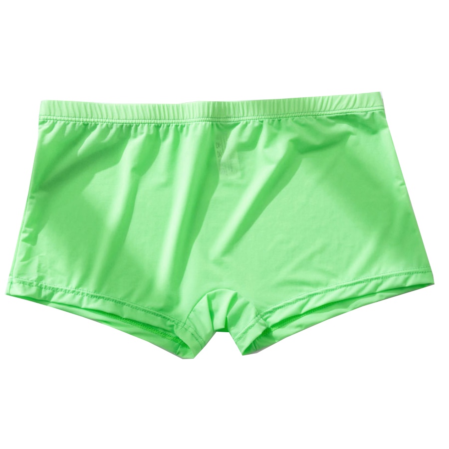 Quần Lót Boxer Vải Lụa Lạnh Mềm Thoáng Khí Co Giãn Tốt Màu Trơn Cá Tính Cho Nam