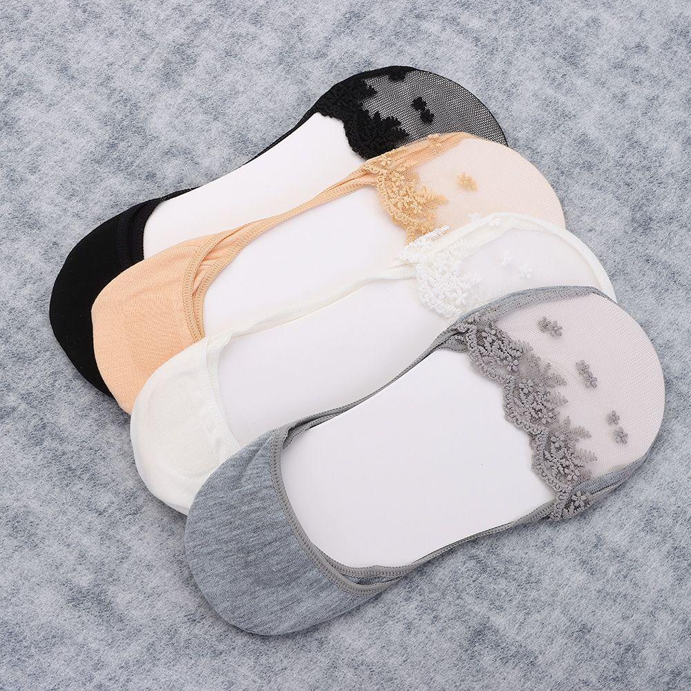 1 Đôi Tất Ren Ngắn Trong Suốt Chống Trượt Thoáng Khí Mềm Mại