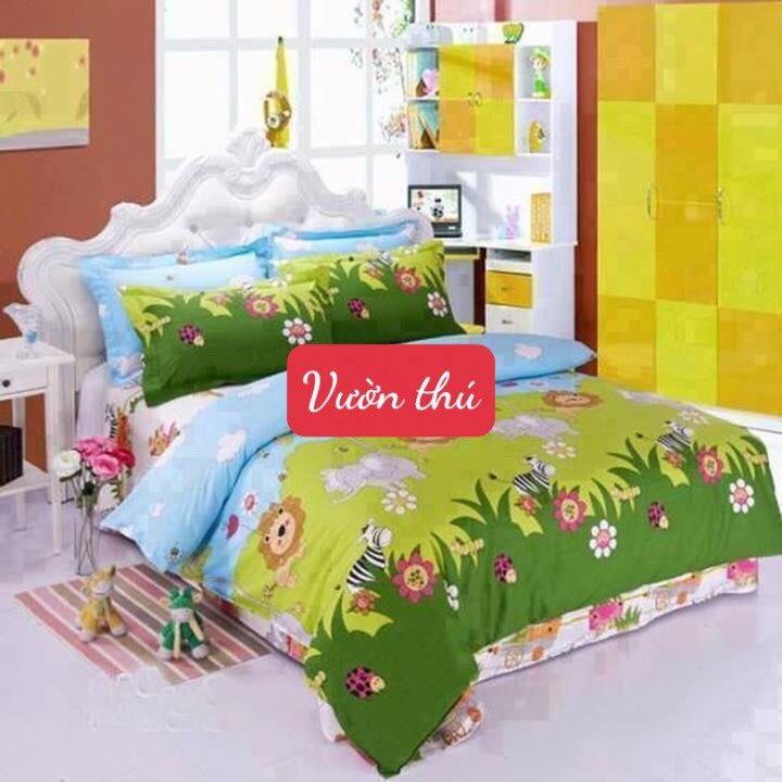 Bộ ga gối kèm vỏ gối ôm mẫu heo kute