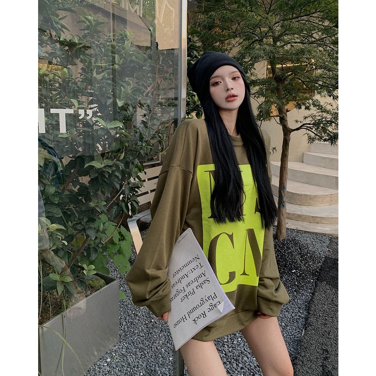 Áo Sweater Tay Dài Dáng Rộng In Chữ Cá Tính Thời Trang Mùa Thu Cho Nữ | BigBuy360 - bigbuy360.vn