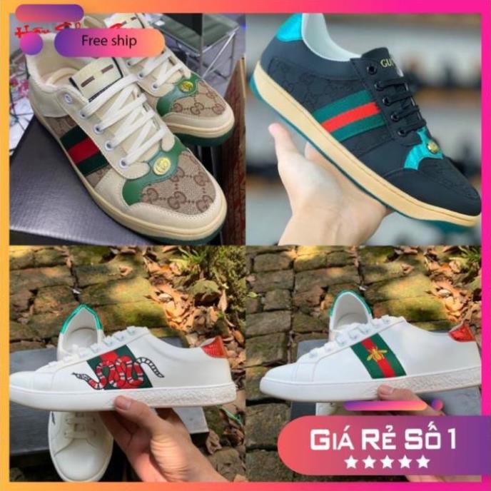 Giày 𝐆𝐮𝐜𝐜𝐢 𝐒ơ𝐧 𝐓ù𝐧𝐠 - Giày thể thao GG 3 vạch hàng đẹp cực chất đủ size giá rẻ hàng vip - HSG