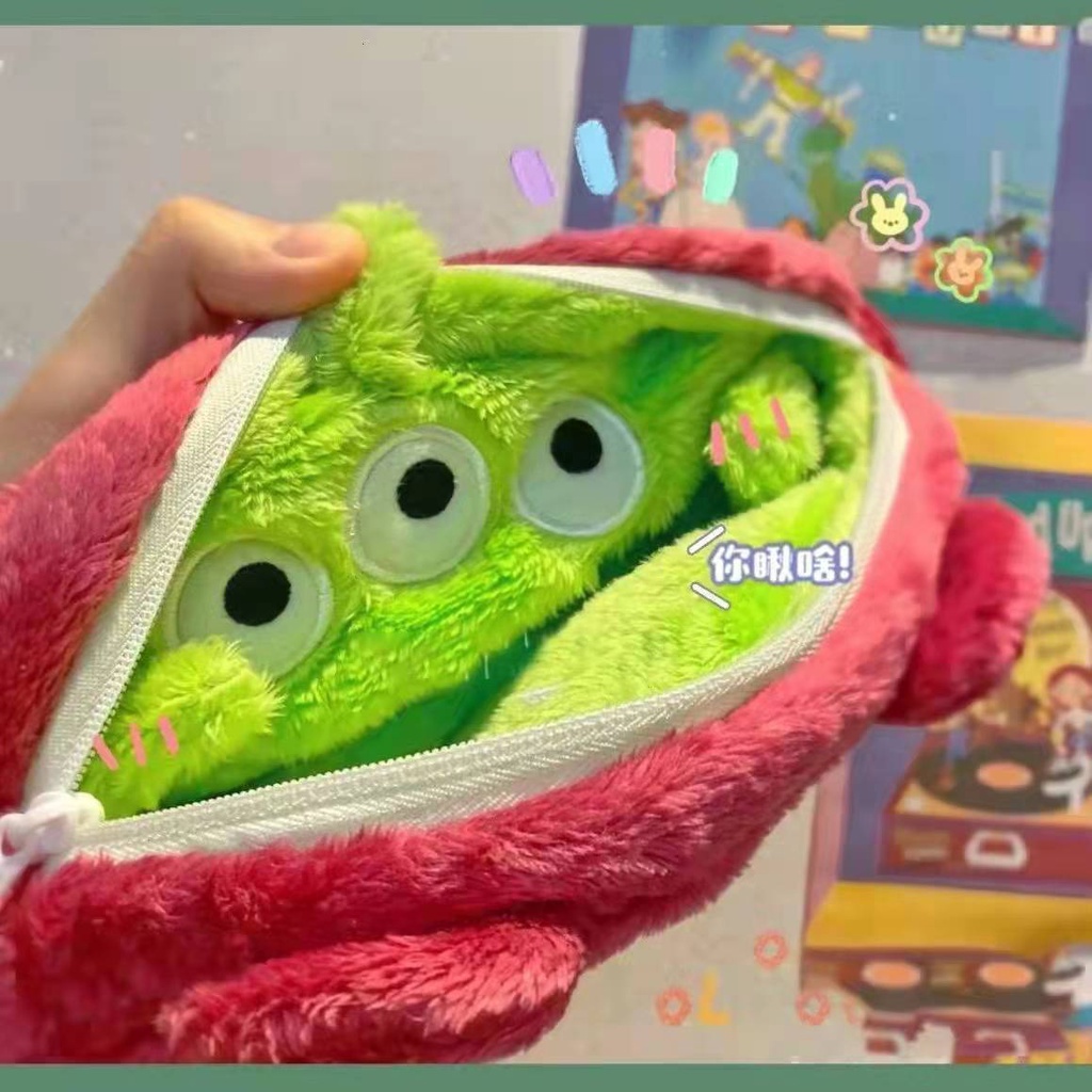 Túi Đựng Bút Hình Gấu / Người Ngoài Hành Tinh Nhồi Bông Hai Mặt Sức Chứa Lớn Dễ Thương