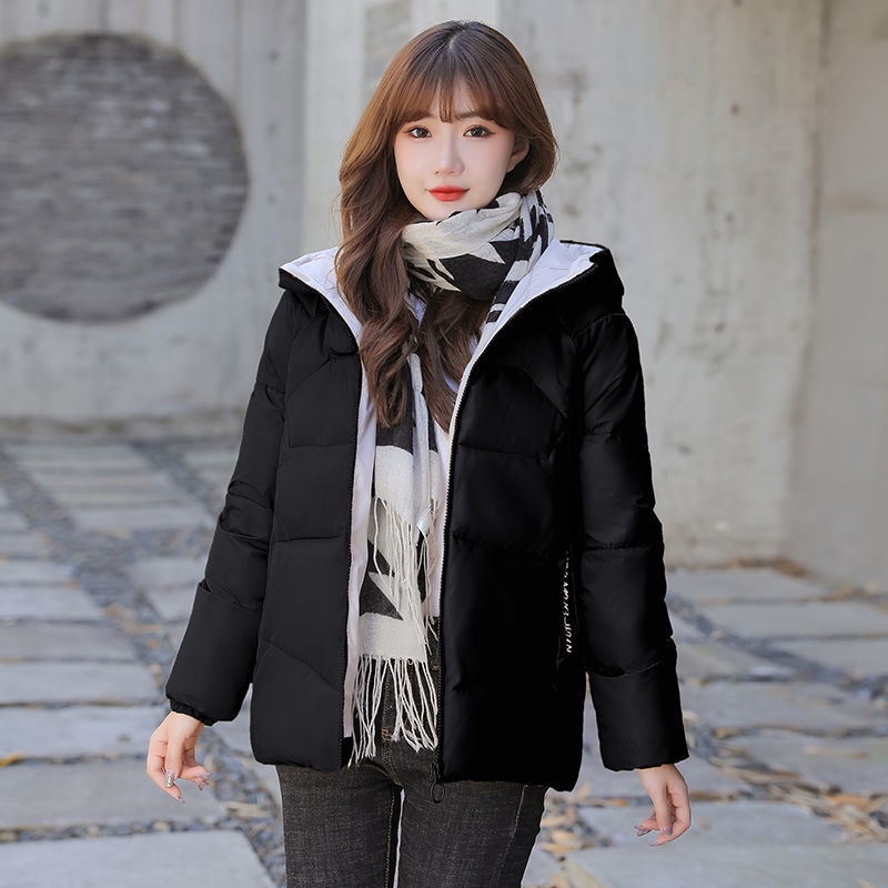 Áo Khoác Phao Đệm Cotton Dày Dáng Ngắn Có Mũ Trùm Thời Trang Mới 2022 Cho Nữ