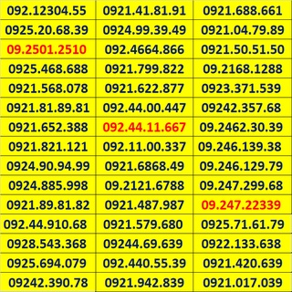 Sim số đẹp vietnamobile phong thủy trả trước đồng giá