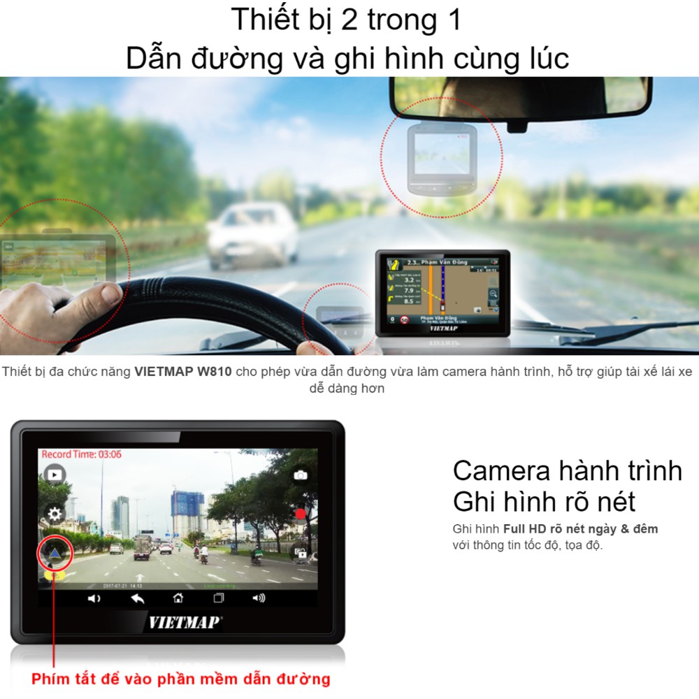VietMap W810 - Camera Hành Trình Ô Tô Tích Hợp Màn Hình Dẫn Đường + Thẻ Nhớ Vietmap 32Gb | BigBuy360 - bigbuy360.vn