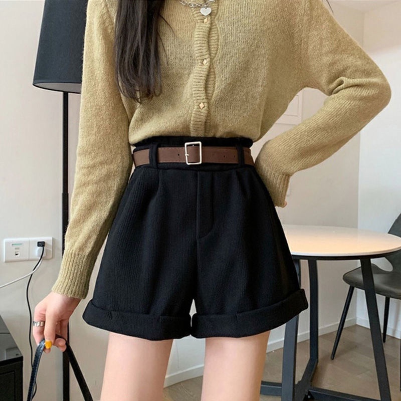 COZOK Quần Đùi Lưng Cao Ống Rộng Thời Trang Dành Cho Nữ