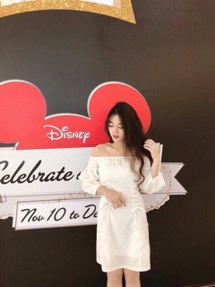 ĐẦM BẸT VAI TRẮNG ĐAN DÂY EO