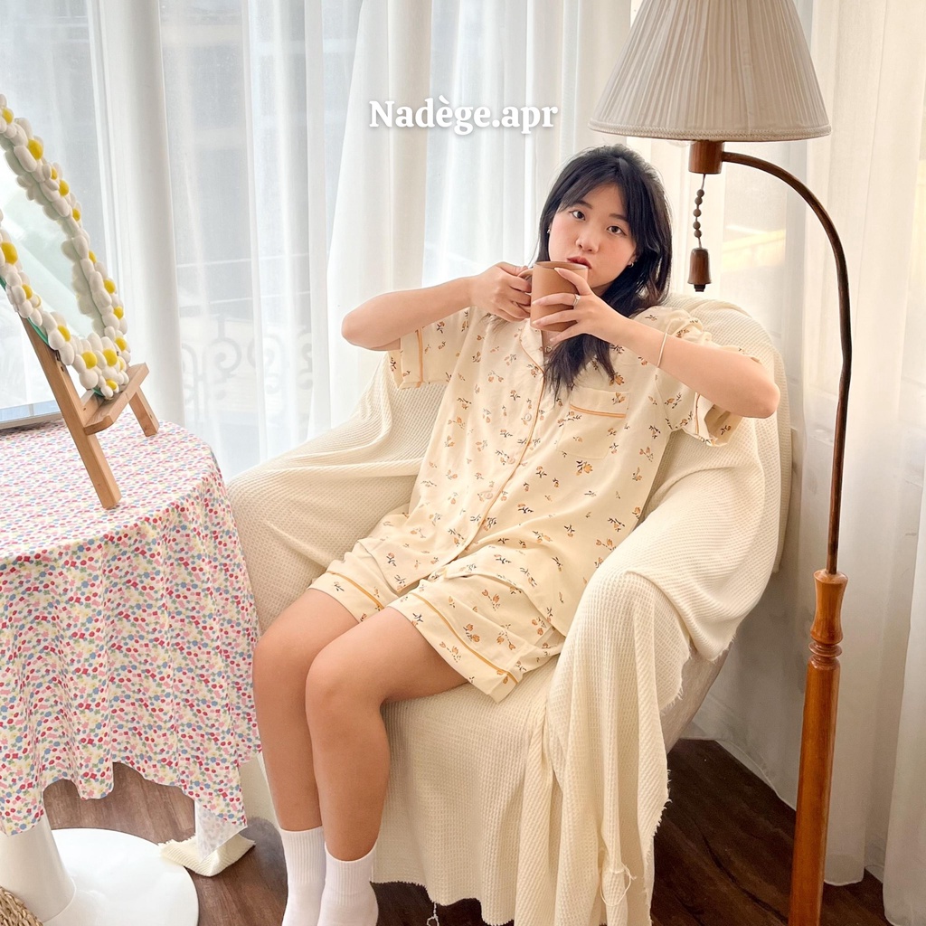 𝐓𝐮𝐥𝐢𝐩 𝐏𝐲𝐣𝐚𝐦𝐚𝐬  🌷 Bộ ngủ cộc, pyjamas chất đũi lạnh thoáng mát - Nadege.apr