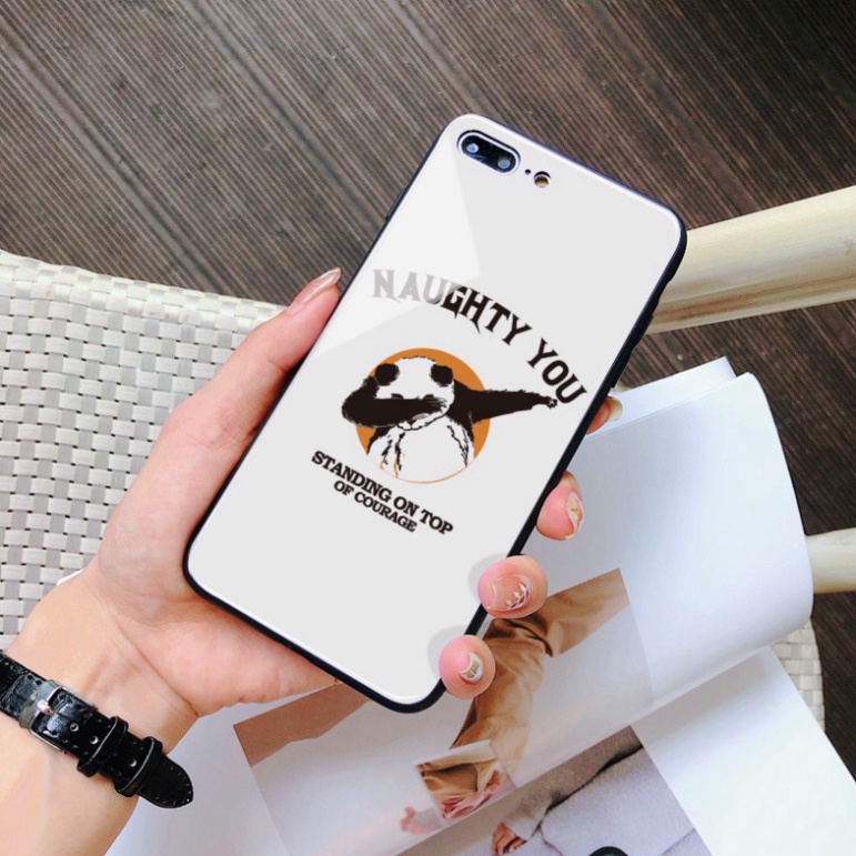 Ốp lưng iphone 6, 7, 8 Plus, X, XS, XR, XSMAX, 11, 11PRO, 11 PROMAX, 12, 13 PROMAX  panda xinh tươi BẰNG KÍNH PKVN