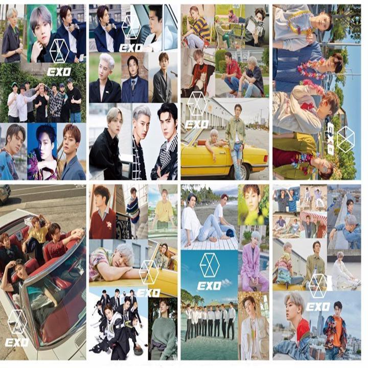 Poster EXO 8 tấm A3 tranh treo album ảnh in hình anime chibi đẹp