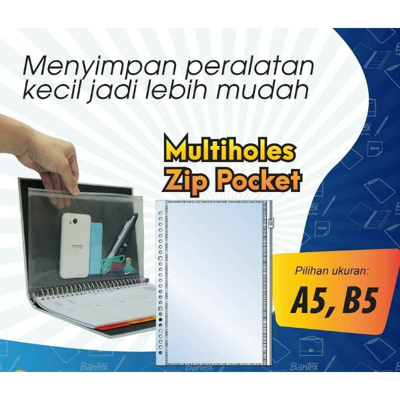 Bantex Dây Kéo Có Túi Đựng Tài Liệu Khổ A5