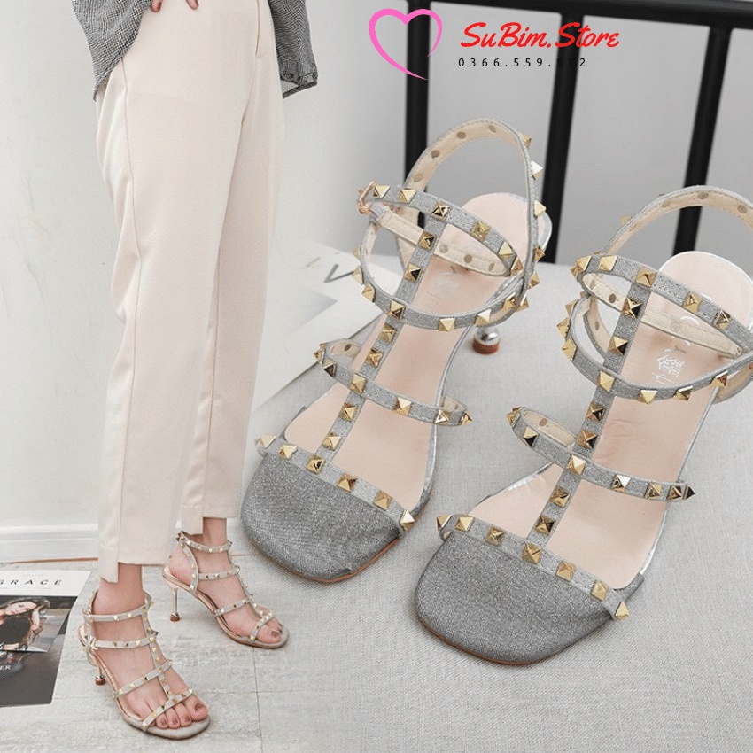 Sandal Vlt Đinh Tán Nhũ Chiến Binh Gót Nhỏ Cách Điệu Max Xinh – SuBim.store