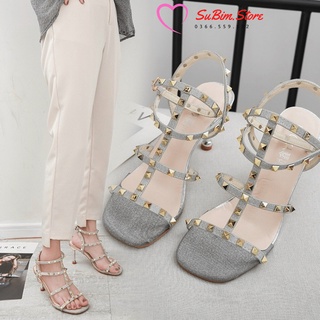 Sandal vlt đinh tán nhũ chiến binh gót nhỏ cách điệu max xinh – subim.store