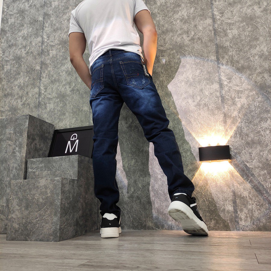 [Mã SKAMSALEP6 giảm 10% TỐI ĐA 100K đơn150K] Quần jean nam xanh đen ống suông cào rách TL150 Shop Thành Long | BigBuy360 - bigbuy360.vn