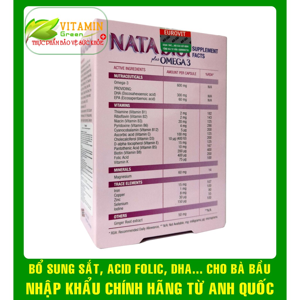 NATABiol plus OMEGA 3 VITAMIN TỔNG HỢP CHO BÀ BẦU | NHẬP KHẨU CHÍNH HÃNG TỪ ANH QUỐC