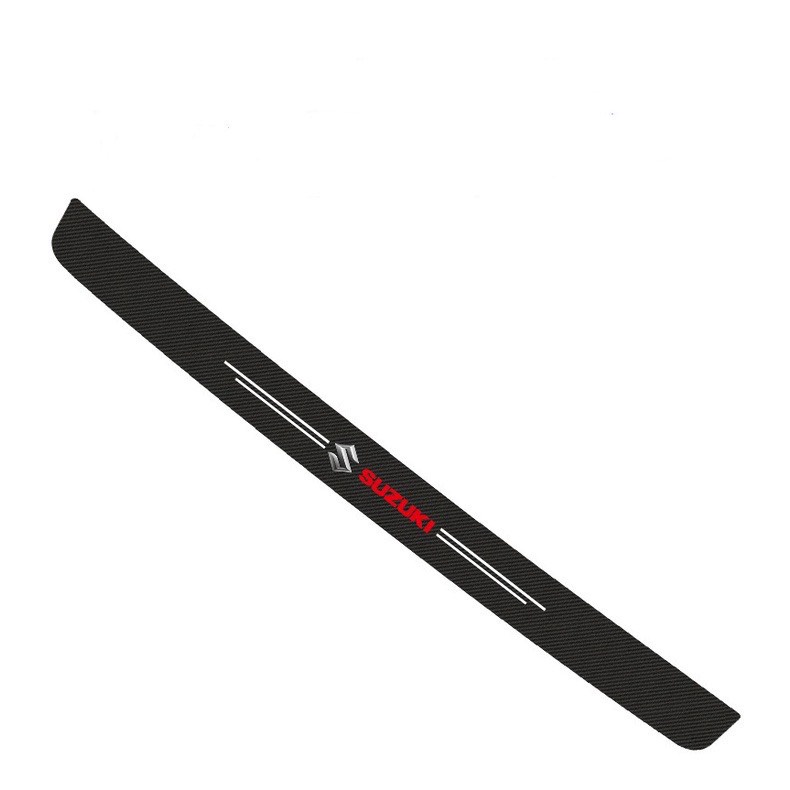 Bộ 4 miếng dán chống trầy xước bậc cửa xe hơi ô tô sợi carbon có logo theo hãng.
