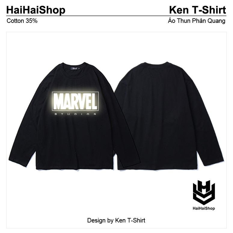 Áo Thun Phản Quang Bạc MarvelStu Tay Dài Oversize Form Rộng Nam Nữ Unisex, HaiHaiShop