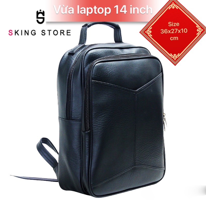 Balo da - Ba lô đựng laptop công sở da siêu bền không thấm nước