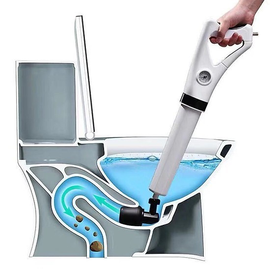 Súng thông tắc bồn cầu ,cống nhà vệ sinh, bồn rửa chén  bằng khí nén cực kỳ hiệu quả - tặng kèm bơm