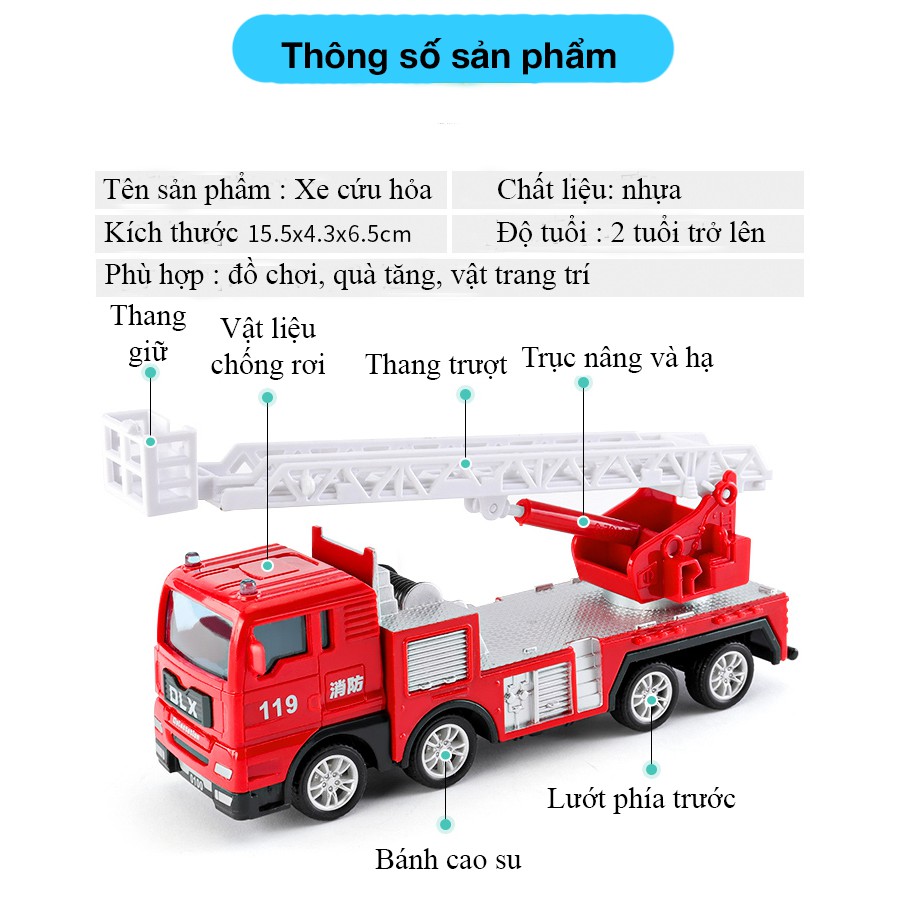 Đồ chơi trẻ em xe mô hình cứu hỏa thang trượt giúp bé nhận biết, tăng trí tưởng tượng với nhựa ABS an toàn