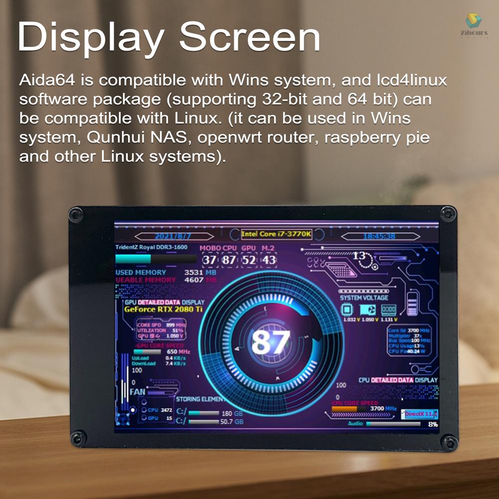 Màn Hình Hiển Thị Lcd 360 Độ IPS 3.5 Inch° Cổng USB Kép Xoay Được Cho Máy Tính Raspberry Pi ITX PC Chassis