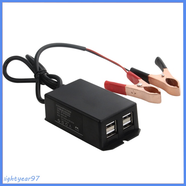 Bộ Chuyển Đổi Kẹp Bình Ắc Quy Điện Thoại Sạc Nhanh Usb 4 Trong 1 Cho Loa Đèn Led Xe Máy