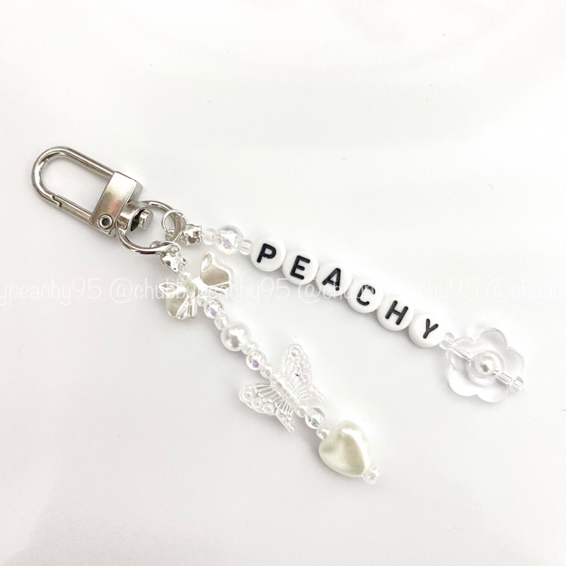 Keyring/Keychain/Móc khoá in ảnh mix dây charm dễ thương cùng dây chữ thay tên theo yêu cầu handmade