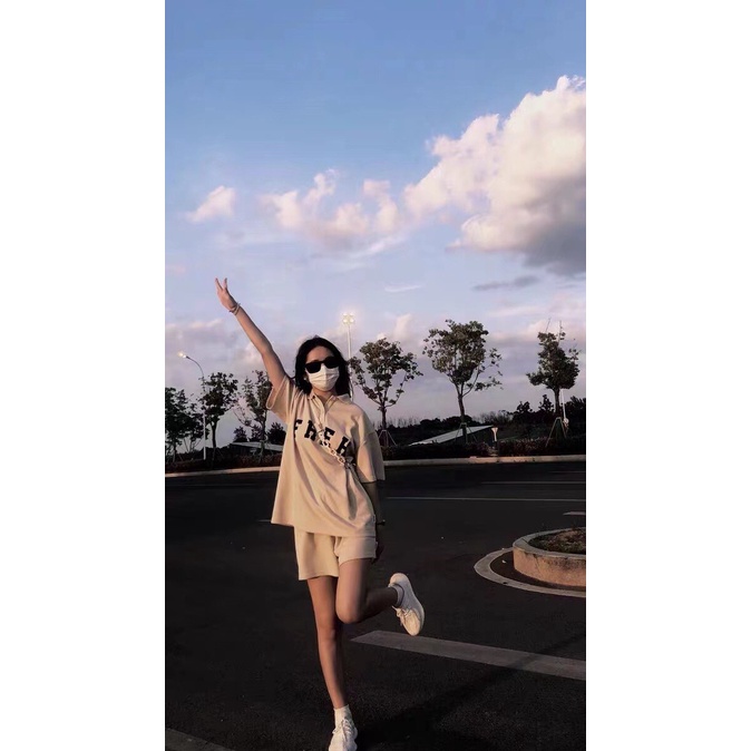 Set Bộ Áo Polo Cổ Bẻ Quần Đùi Short Phong Cách Cá Tính Thể Thao Kiểu Dáng Hàn Quốc Ulzzang