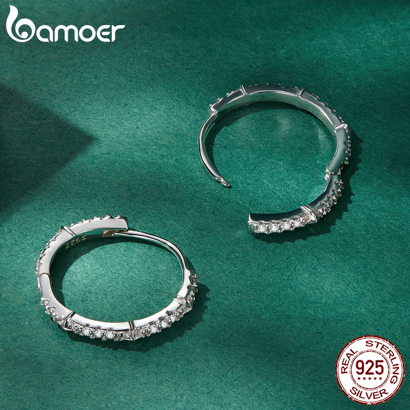 BAMOER Bông Tai Xi bạc 925 HìNh Ngôi Sao ĐíNh Đá LấP LáNh