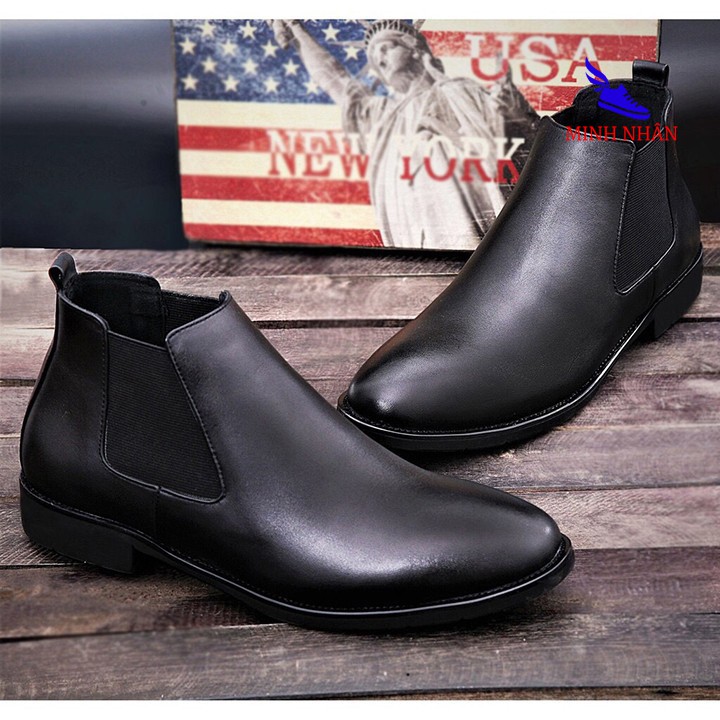 Chelsea boot nam da bò Giày bốt nam cao cổ cao cấp Giày bốt cổ ngắn nam da bò thời trang hàng hiệu giá rẻ C-1