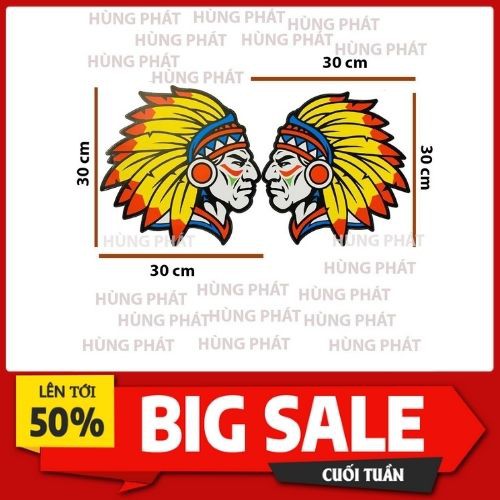 Tem dán xe tải HÌNH THỔ DÂN -decal  xe ô tô,  GIÁ SIÊU ÊM CHO 1 CẶP TEM ĐỘC  Thổ dân dán xe tải