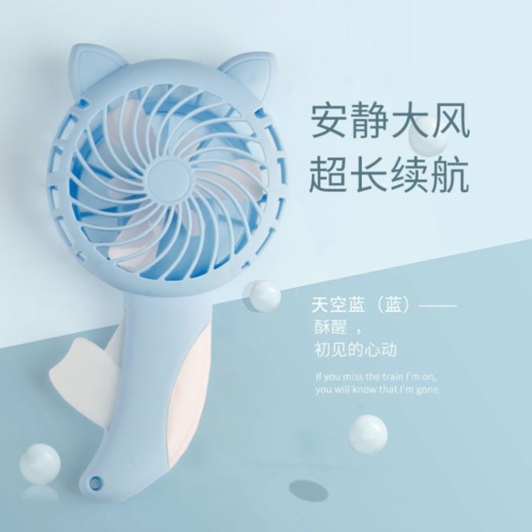 Quạt mini cầm tay 🍀FREESHIP🍀Quạt cầm tay mini chạy cơ Cute Fan tai mèo nhiều màu sắc dễ thương