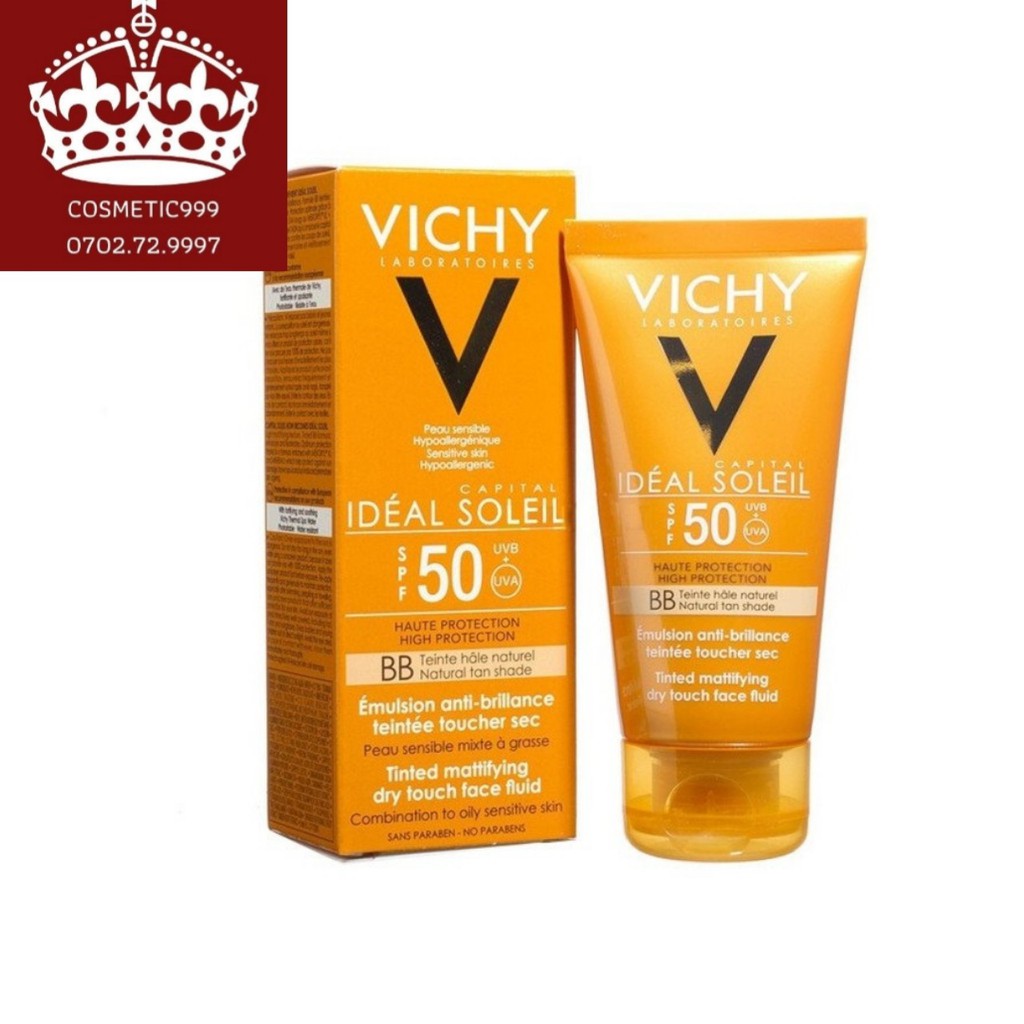 Kem chống nắng Vichy ideal soleil pháp chính hãng dành cho da dầu lâu trôi kiềm dầu spf50, PA+++ 50ml Cosmetic999