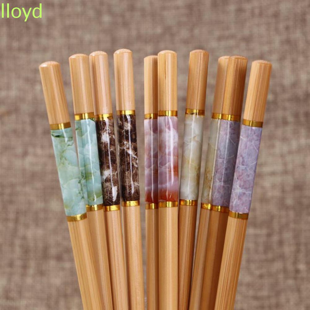 Set 5 đôi đũa tre họa tiết đá cẩm thạch phong cách trung hoa chống trượt tiện dụng cho nhà bếp
