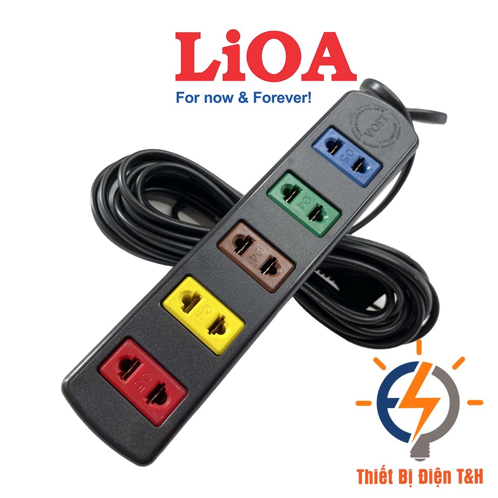 Ổ cắm điện LIOA, 5 ổ cắm, chịu tải 1000W, dây dài 3 mét, 5 mét 5TC3-2 - 5TC5-2 - Thiết Bị Điện T&amp;H