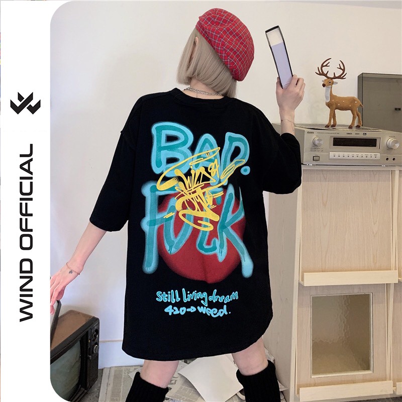 Áo thun tay lỡ Wind phông unisex form rộng BadFuck nam nữ oversize cotton ulzzang | BigBuy360 - bigbuy360.vn