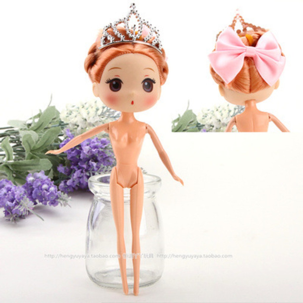Búp bê chipi vương miện 18cm mặt cứng má hồng