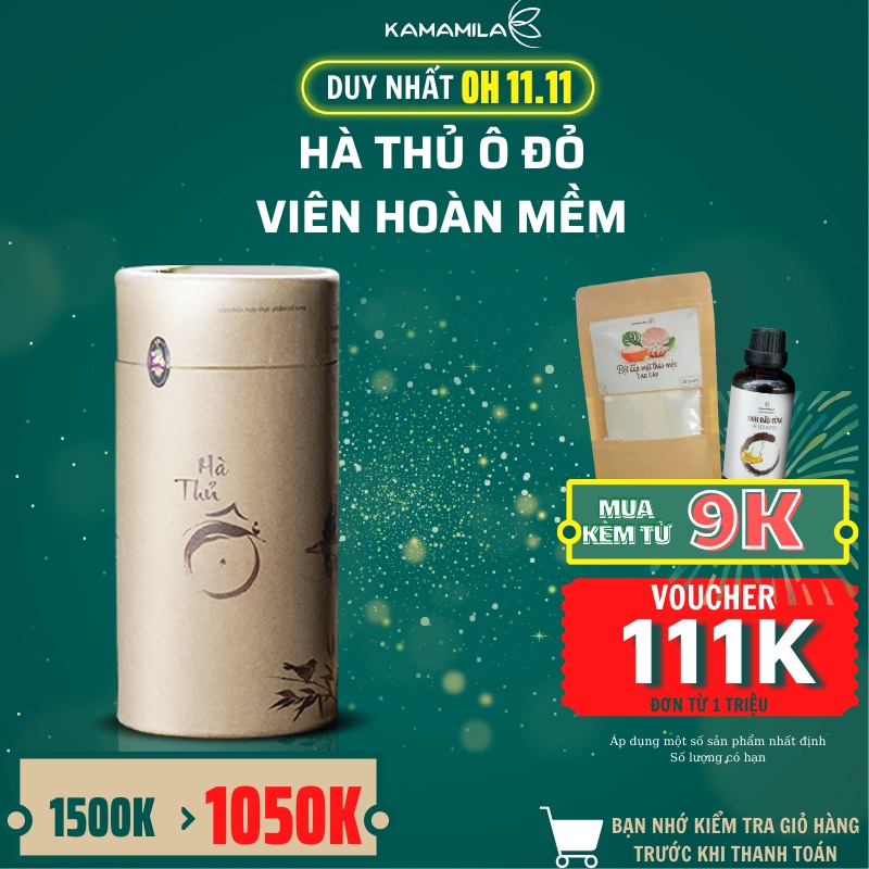 Hà Thủ Ô Kamamila Viên Hoàn Mềm -Hỗ trợ Ngăn ngừa tóc bạc sớm, hỗ trợ giảm rụng tóc, tăng cường nội tiết tố cho nữ
