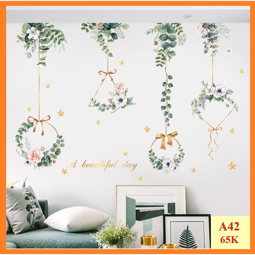 Decal dán tường Vòng nguyệt quế A42 - Decal dán tường Hàn Quốc