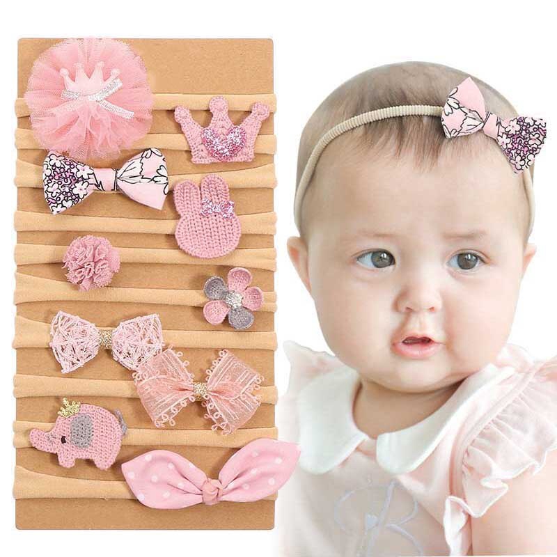 Bộ 10 cái băng đô đeo đầu co giãn cho bé gái