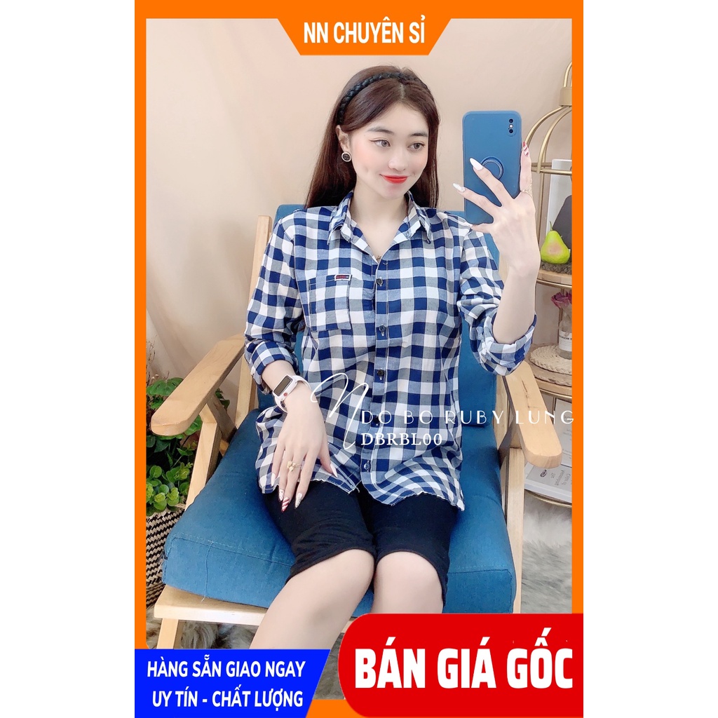 Đồ bộ nữ mặc nhà chất kate mềm mịn mát áo sơ mi phối quần ngố co giãn DBRBLCT