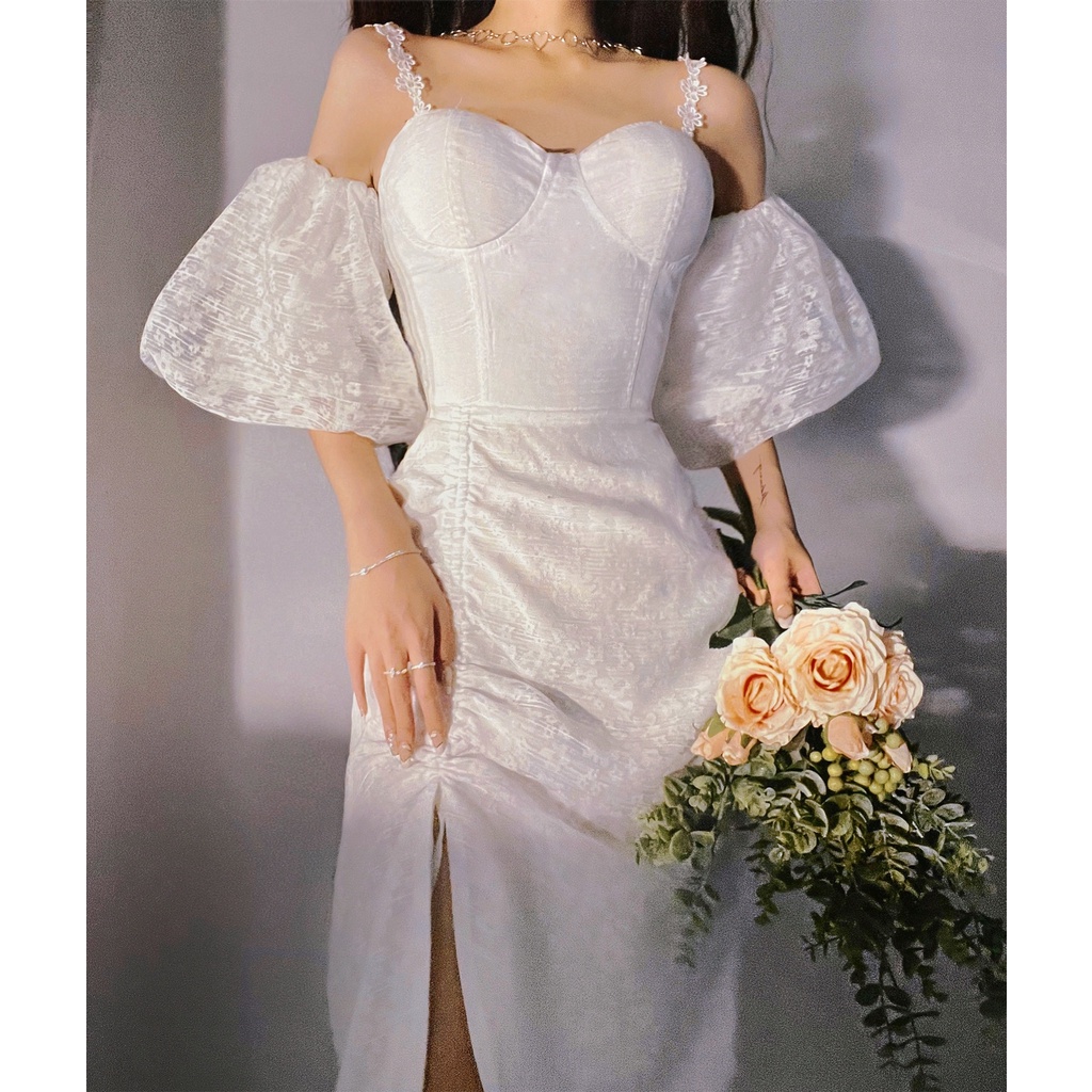 THE FANCE | Đầm voan hoa tay bồng trễ vai 2 kiểu mang SUN KISSED DRESS