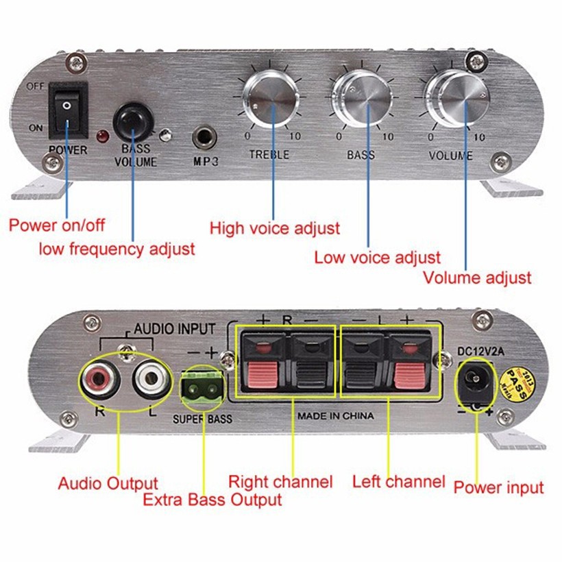 Ampli Mini 12V Hifi 2.1 độ xe nghe nhạc cực hay LP-838